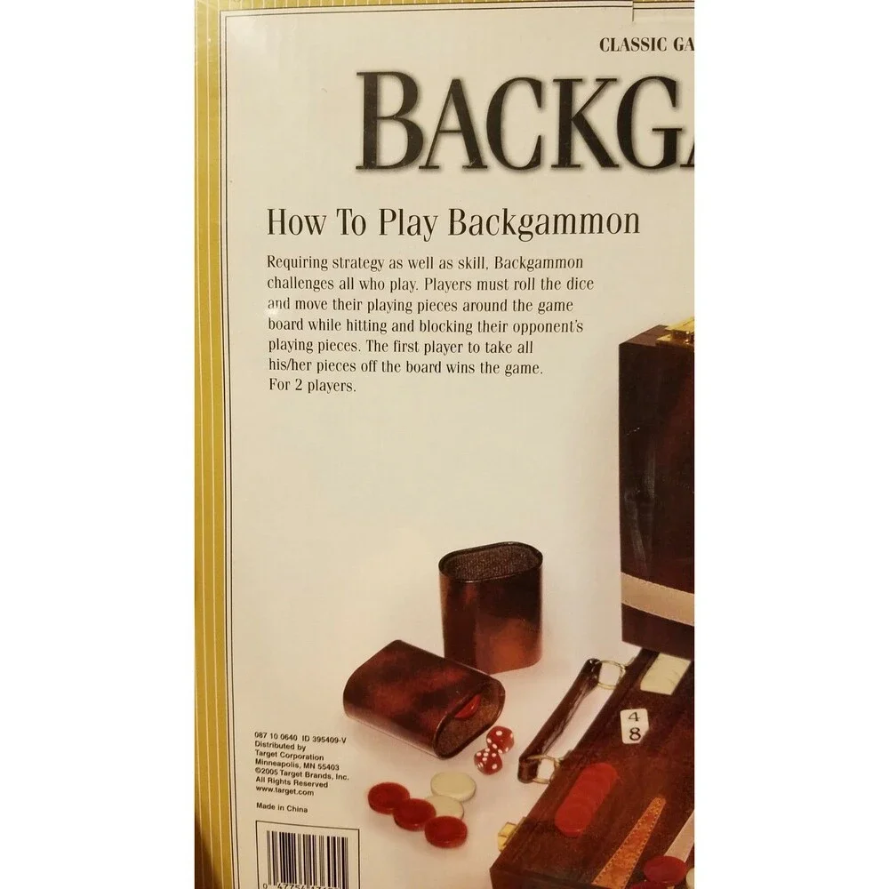 New Sealed Backgammon Game of Strategy Leatherette Case Stitched Felt Field